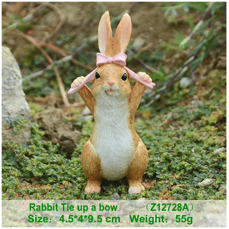 Everyday Collection Easter Decorations for Home Cute Rabbit Figurines Miniature Tabletop Ornaments Fairy Garden Thanksgiving