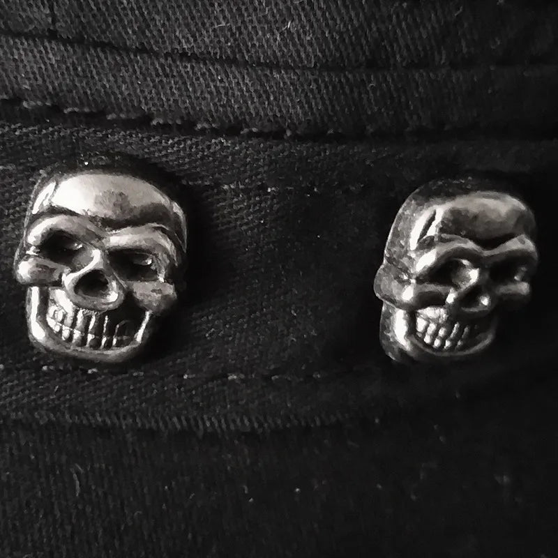 Beckyruiwu Adult Hip hop Punk Rock Skull Rivet Flat Peaked Hats Men Big Size Fitted Baseball Caps 56-58cm 60-62cm