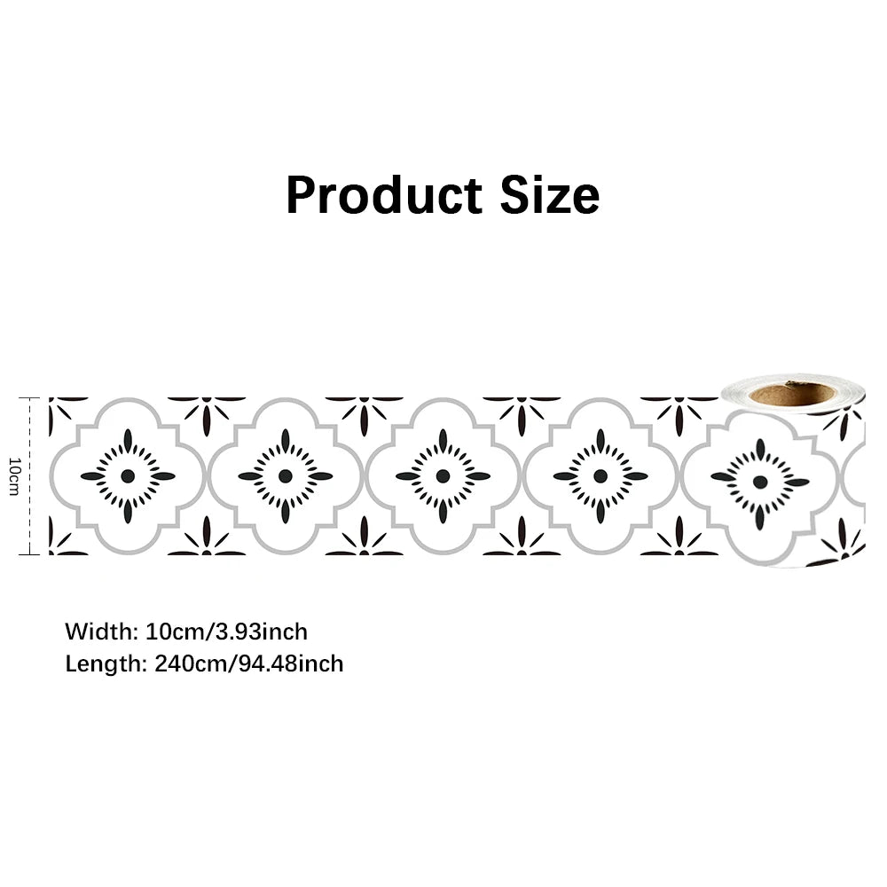 10X240cm Long Strip Wall Stickers Floor Kitchen Bathroom Living Room Skirting Line Wall Decor Waterproof Peel & Stick Wallpaper