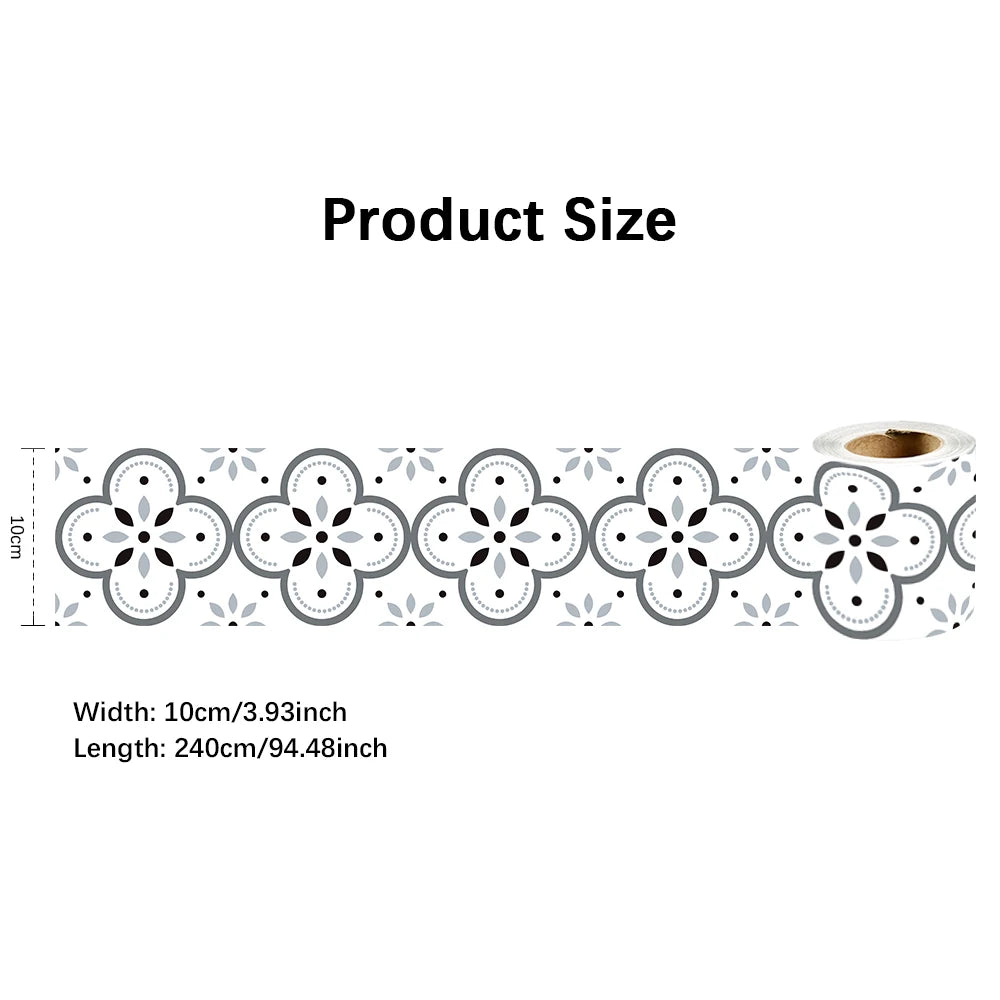 10X240cm Long Strip Wall Stickers Floor Kitchen Bathroom Living Room Skirting Line Wall Decor Waterproof Peel & Stick Wallpaper