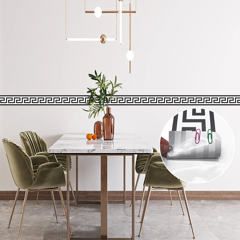 10X240cm Long Strip Wall Stickers Floor Kitchen Bathroom Living Room Skirting Line Wall Decor Waterproof Peel & Stick Wallpaper