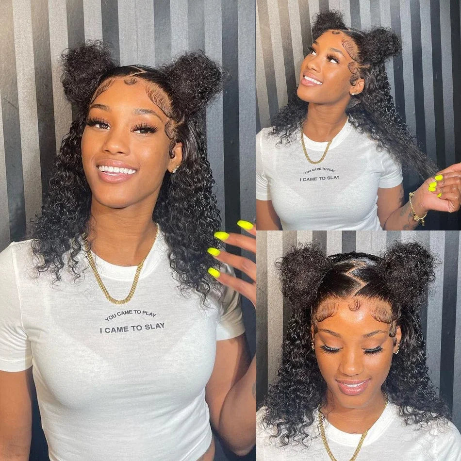 Deep Wave Short Bob 13x4 Lace Front Human Hair Wig 13x6 Curly HD Transparent Lace Frontal Closure Wig Brazilian Hair For Women