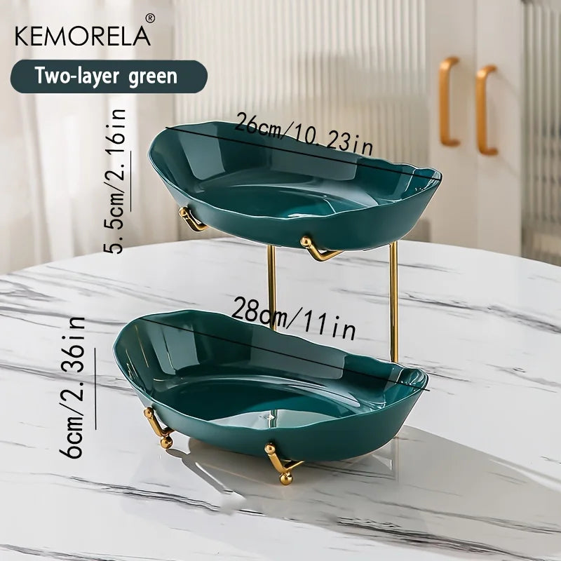 2/3 Layer Creative Kitchen Fruit Bowl Multi-Layer Plastic Bowl With Metal Bracket Dish Snack Candy Cake Stand Table Plates