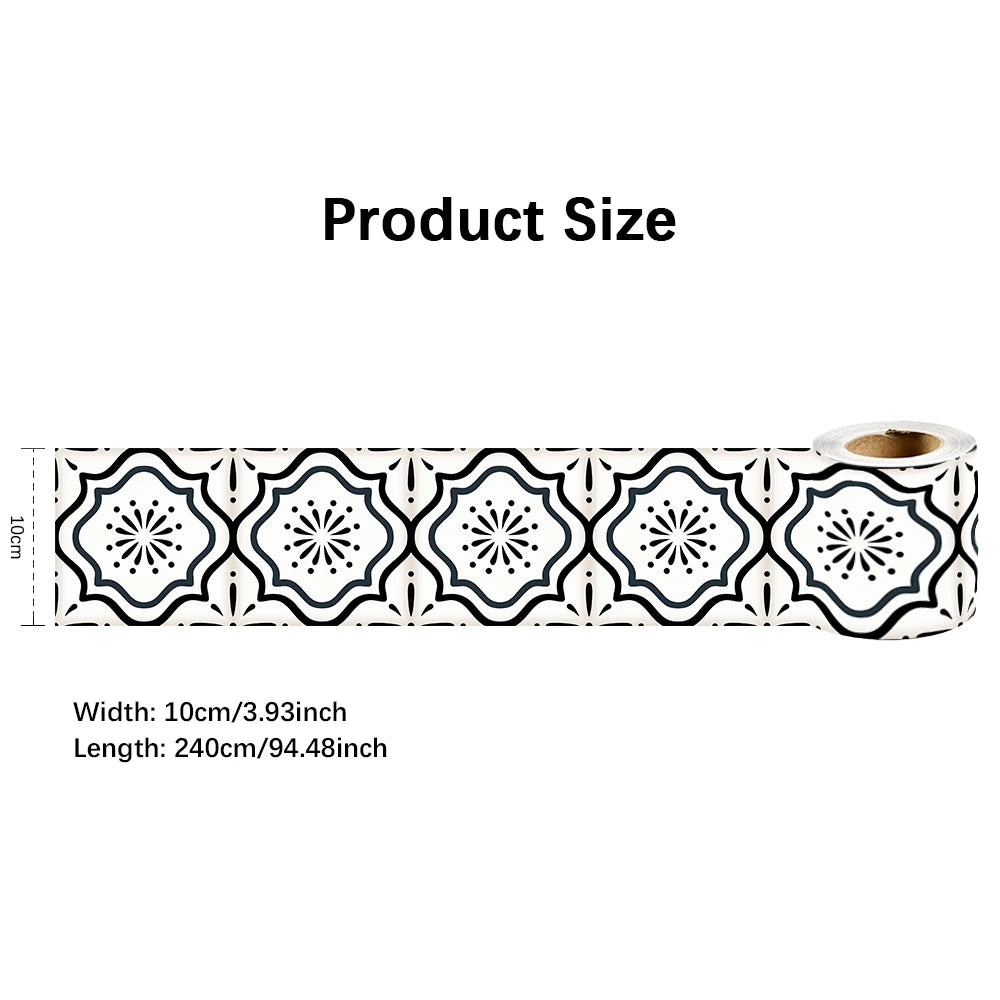 10X240cm Long Strip Wall Stickers Floor Kitchen Bathroom Living Room Skirting Line Wall Decor Waterproof Peel & Stick Wallpaper