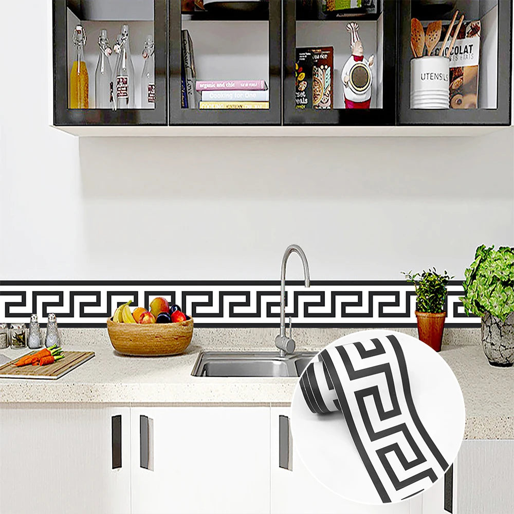 10X240cm Long Strip Wall Stickers Floor Kitchen Bathroom Living Room Skirting Line Wall Decor Waterproof Peel & Stick Wallpaper