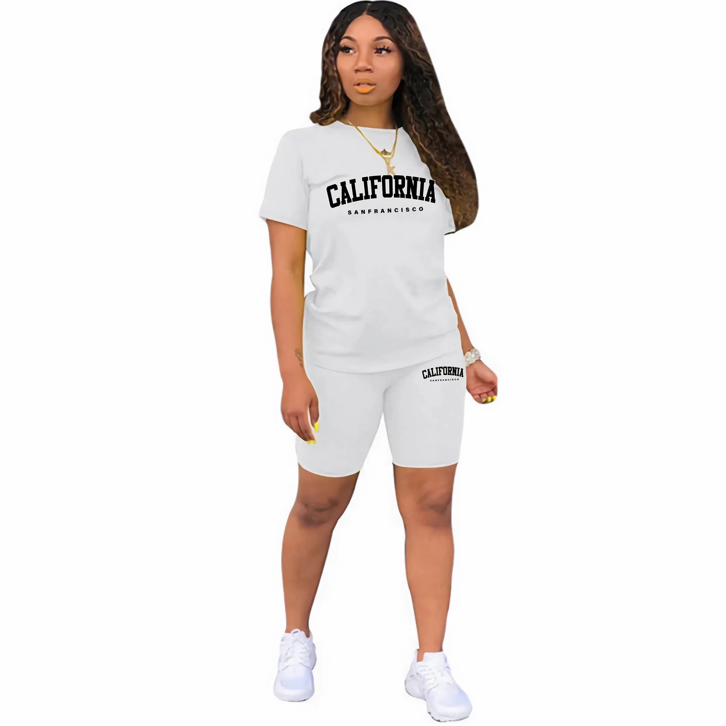 Womens Summer Tracksuit Print T-Shirt+Shorts 2 Piece Sets Fashion Sportswear Clothing Luxury Casual Jogging Short Sleeve Suit