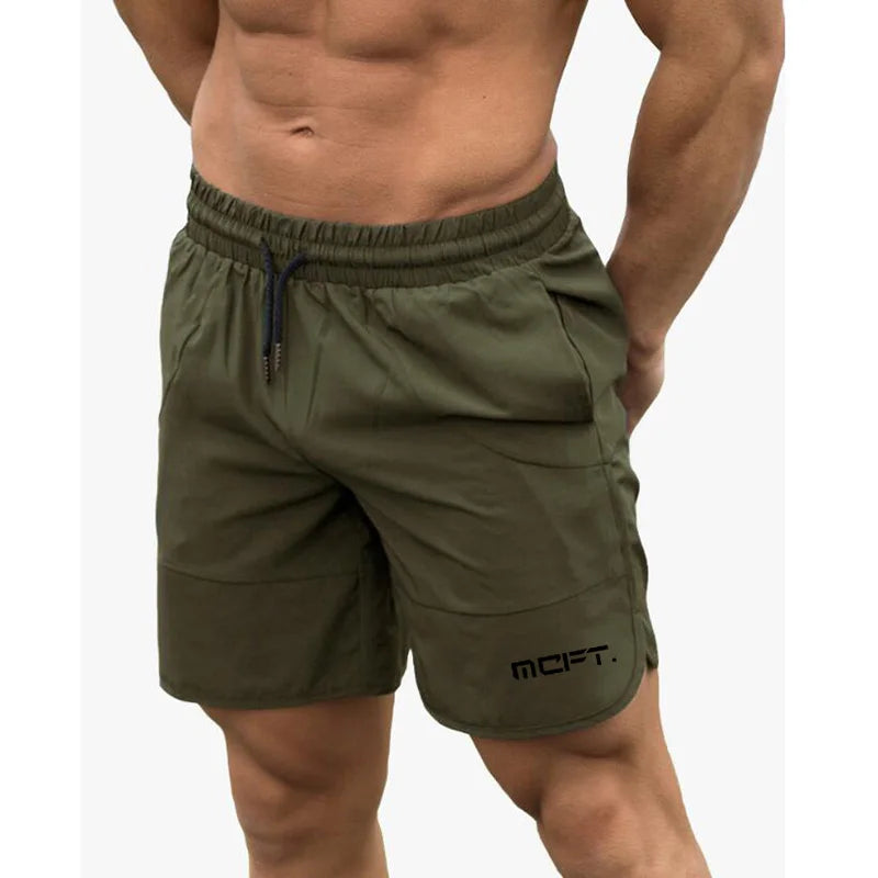Brand Summer Mens Slim Fit Shorts Calf-Length Fitness Bodybuilding Fashion Casual Gyms Sportswear Jogger Workout Short Pants