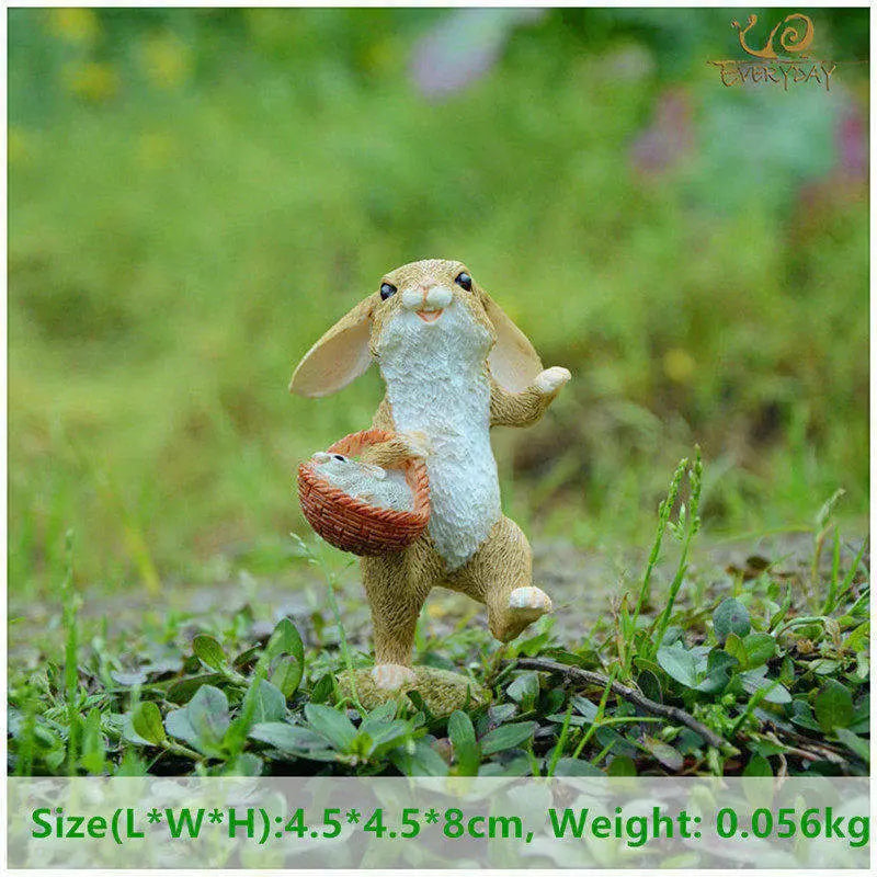 Everyday Collection Easter Decorations for Home Cute Rabbit Figurines Miniature Tabletop Ornaments Fairy Garden Thanksgiving