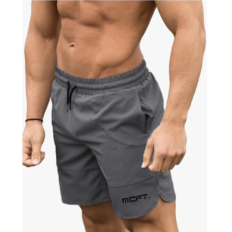 Brand Summer Mens Slim Fit Shorts Calf-Length Fitness Bodybuilding Fashion Casual Gyms Sportswear Jogger Workout Short Pants