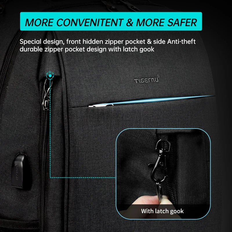 Lifetime Warranty Men's Fashion Travel Backpacks Male Anti theft USB Charging 15.6 Laptop Backpack Waterproof School Bag For Men