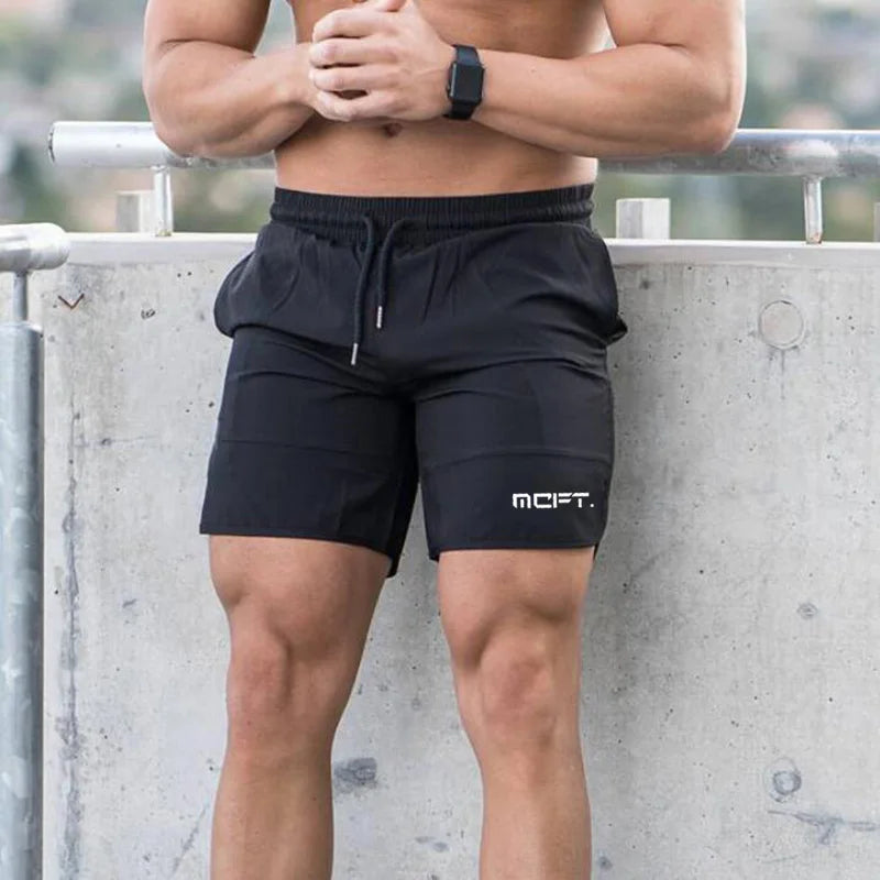 Brand Summer Mens Slim Fit Shorts Calf-Length Fitness Bodybuilding Fashion Casual Gyms Sportswear Jogger Workout Short Pants