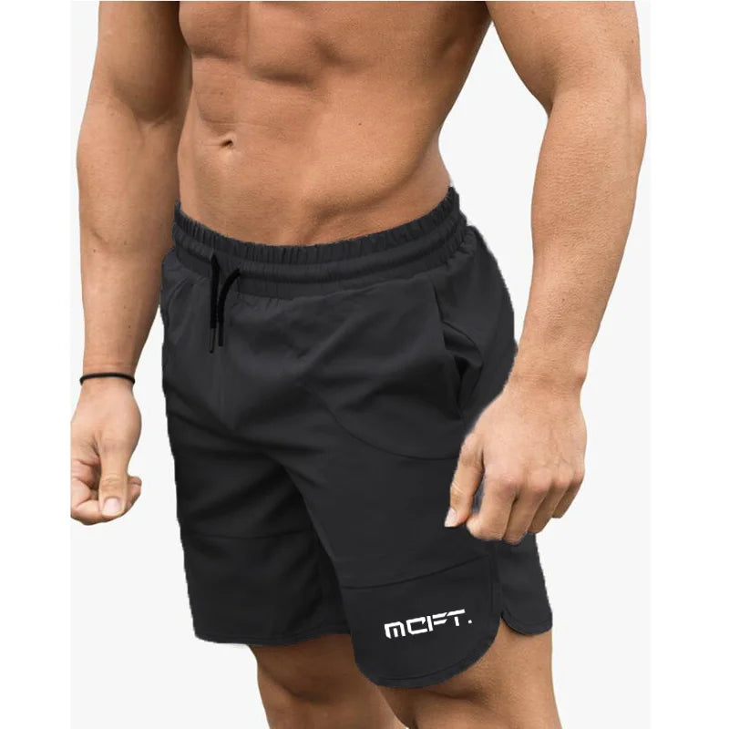 Brand Summer Mens Slim Fit Shorts Calf-Length Fitness Bodybuilding Fashion Casual Gyms Sportswear Jogger Workout Short Pants