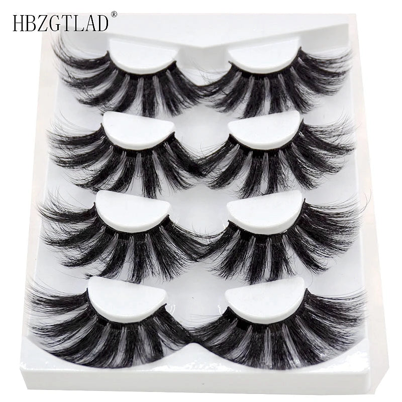2021 NEW 4 Pairs 3D Mink Hair False Eyelashes Criss-cross Wispy Cross Fluffy 25mm Lashes Extension Handmade Eye Makeup Tools