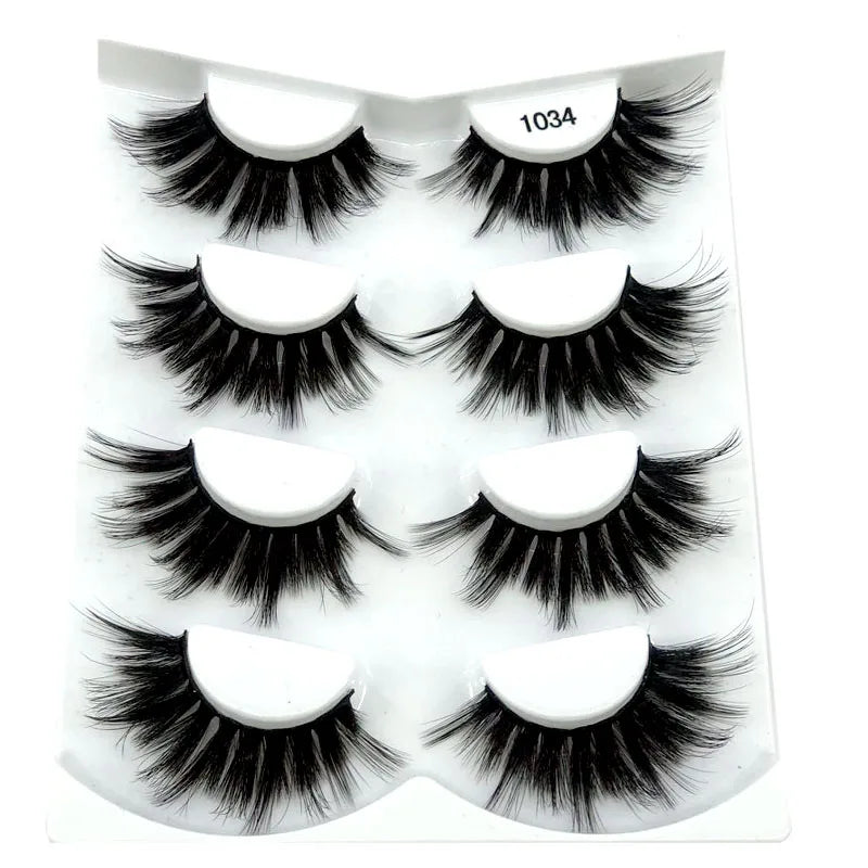 2021 NEW 4 Pairs 3D Mink Hair False Eyelashes Criss-cross Wispy Cross Fluffy 25mm Lashes Extension Handmade Eye Makeup Tools