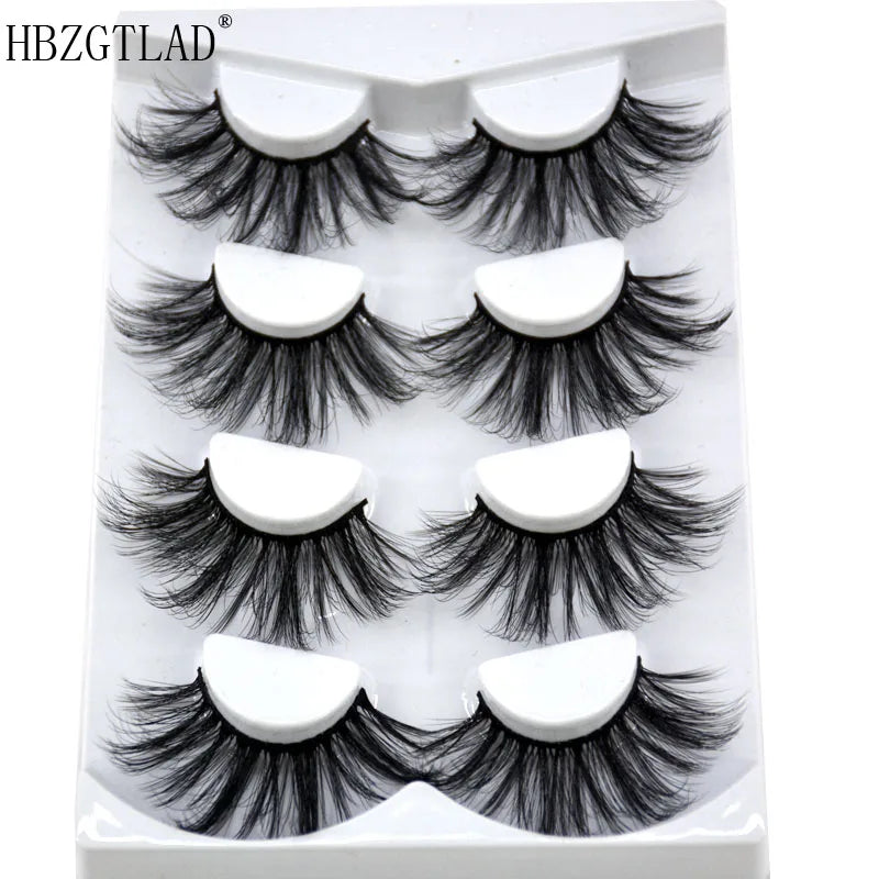 2021 NEW 4 Pairs 3D Mink Hair False Eyelashes Criss-cross Wispy Cross Fluffy 25mm Lashes Extension Handmade Eye Makeup Tools