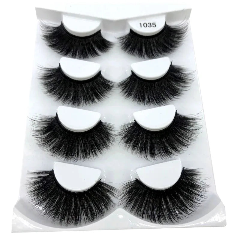 2021 NEW 4 Pairs 3D Mink Hair False Eyelashes Criss-cross Wispy Cross Fluffy 25mm Lashes Extension Handmade Eye Makeup Tools