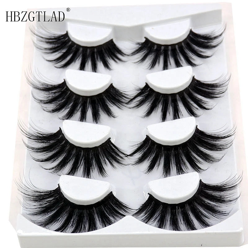 2021 NEW 4 Pairs 3D Mink Hair False Eyelashes Criss-cross Wispy Cross Fluffy 25mm Lashes Extension Handmade Eye Makeup Tools