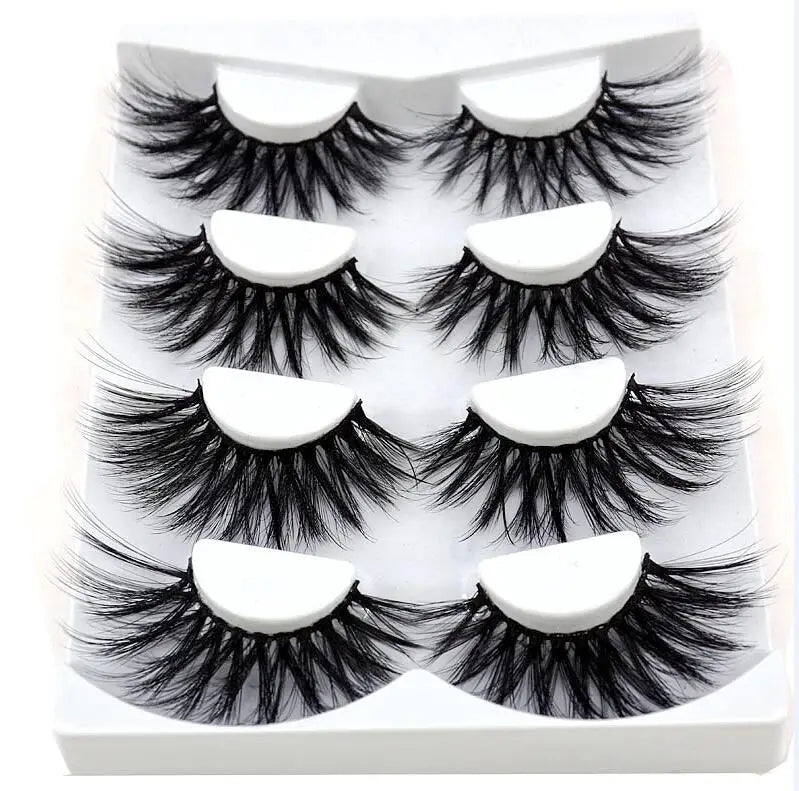 2021 NEW 4 Pairs 3D Mink Hair False Eyelashes Criss-cross Wispy Cross Fluffy 25mm Lashes Extension Handmade Eye Makeup Tools