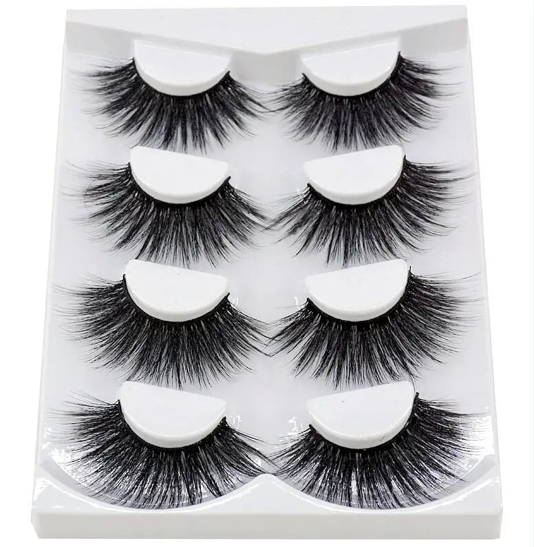 2021 NEW 4 Pairs 3D Mink Hair False Eyelashes Criss-cross Wispy Cross Fluffy 25mm Lashes Extension Handmade Eye Makeup Tools