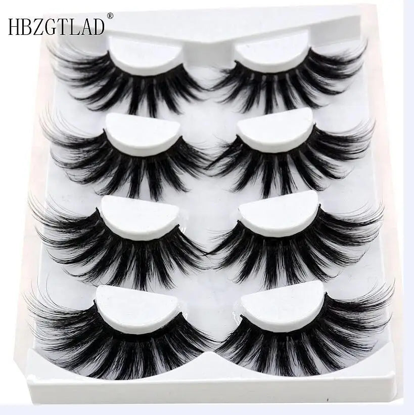 2021 NEW 4 Pairs 3D Mink Hair False Eyelashes Criss-cross Wispy Cross Fluffy 25mm Lashes Extension Handmade Eye Makeup Tools