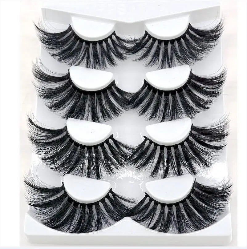 2021 NEW 4 Pairs 3D Mink Hair False Eyelashes Criss-cross Wispy Cross Fluffy 25mm Lashes Extension Handmade Eye Makeup Tools