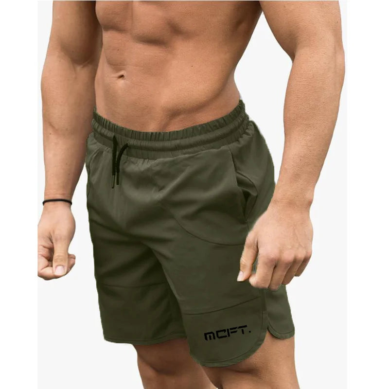 Brand Summer Mens Slim Fit Shorts Calf-Length Fitness Bodybuilding Fashion Casual Gyms Sportswear Jogger Workout Short Pants