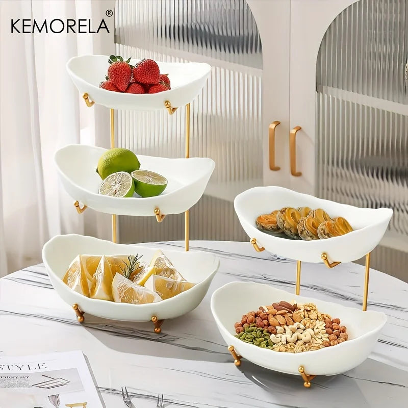 2/3 Layer Creative Kitchen Fruit Bowl Multi-Layer Plastic Bowl With Metal Bracket Dish Snack Candy Cake Stand Table Plates