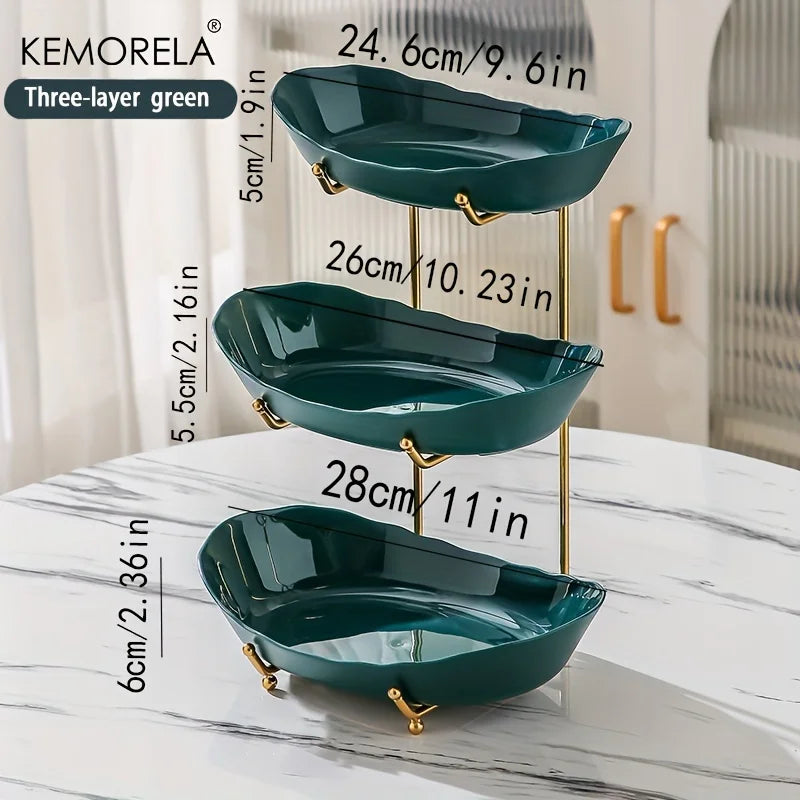 2/3 Layer Creative Kitchen Fruit Bowl Multi-Layer Plastic Bowl With Metal Bracket Dish Snack Candy Cake Stand Table Plates