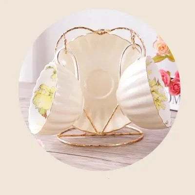 1-6PCS Pink Romantic Pumpkin Coffee Cup Set Kitchen Accessories Bone China Ceramics Tea Cup Organizer English Afternoon Red Tea