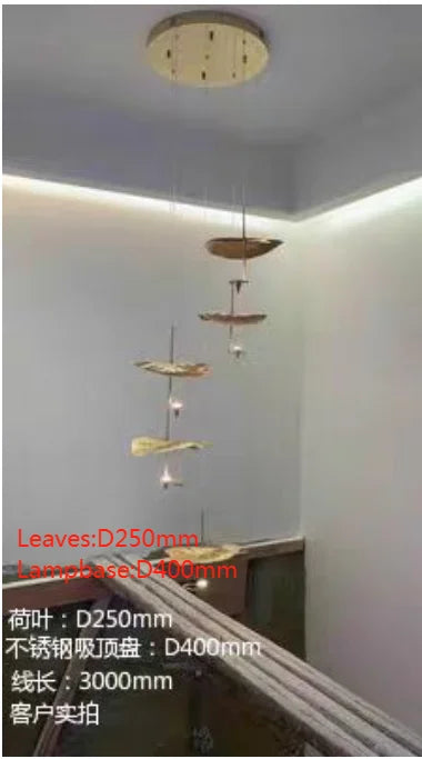 Loft Nordic LED lotus Ceiling chandelier for living room kitchen copper Hanging pendant light fixture lamp Bedroom nursery home
