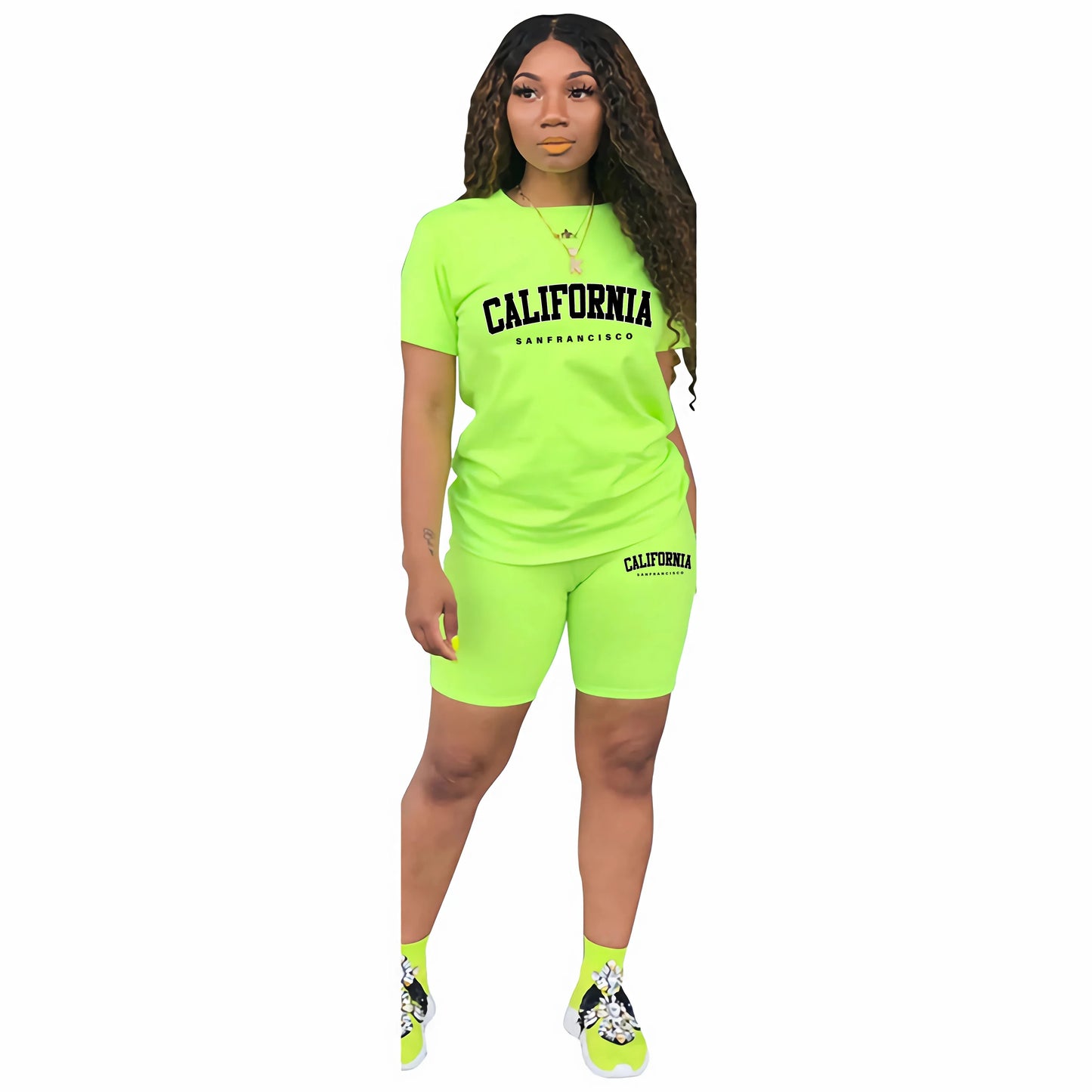 Womens Summer Tracksuit Print T-Shirt+Shorts 2 Piece Sets Fashion  Sportswear Clothing Luxury Casual Jogging Short Sleeve Suit