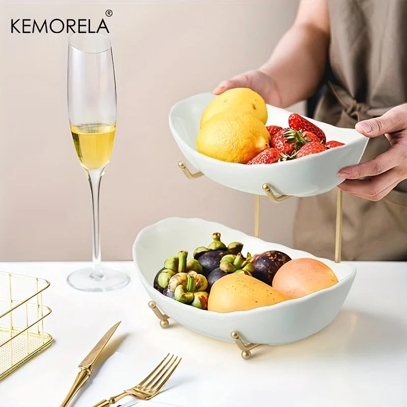 2/3 Layer Creative Kitchen Fruit Bowl Multi-Layer Plastic Bowl With Metal Bracket Dish Snack Candy Cake Stand Table Plates