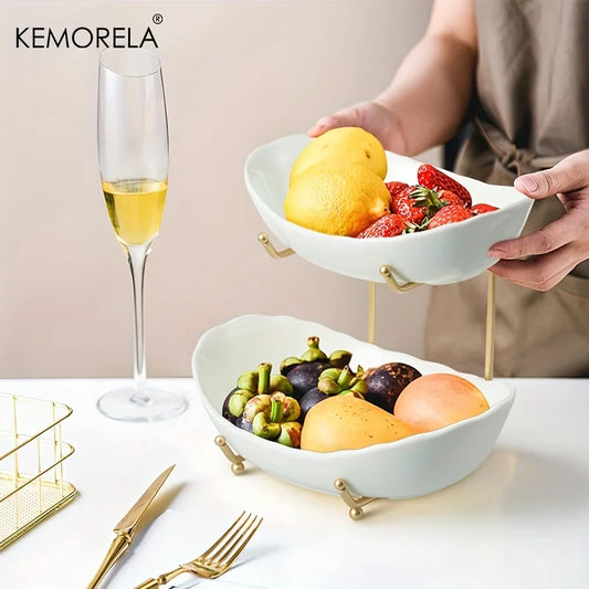2/3 Layer Creative Kitchen Fruit Bowl Multi-Layer Plastic Bowl With Metal Bracket Dish Snack Candy Cake Stand Table Plates