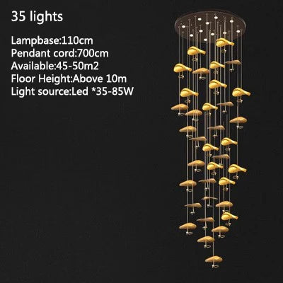 Loft Nordic LED lotus Ceiling chandelier for living room kitchen copper Hanging pendant light fixture lamp Bedroom nursery home