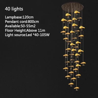 Loft Nordic LED lotus Ceiling chandelier for living room kitchen copper Hanging pendant light fixture lamp Bedroom nursery home
