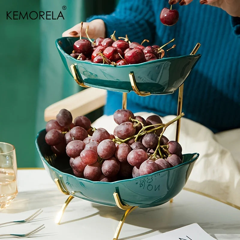 2/3 Layer Creative Kitchen Fruit Bowl Multi-Layer Plastic Bowl With Metal Bracket Dish Snack Candy Cake Stand Table Plates