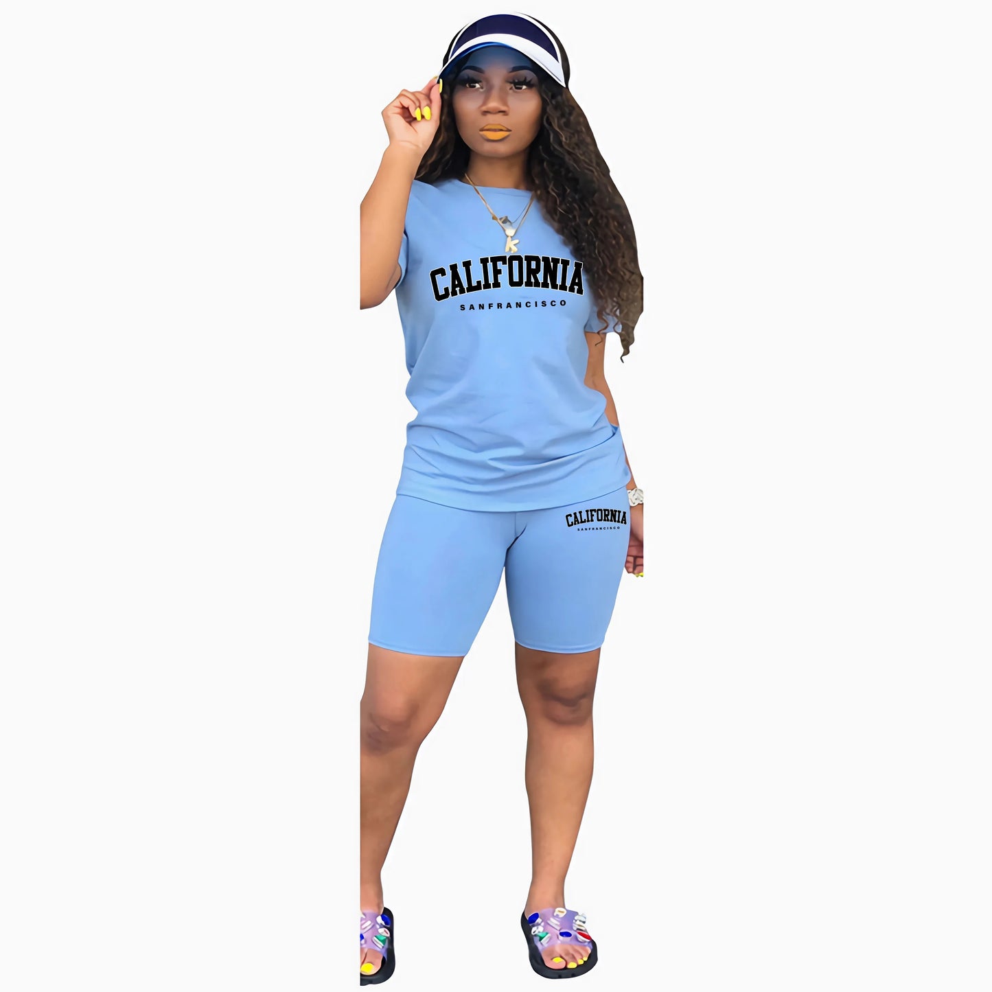 Womens Summer Tracksuit Print T-Shirt+Shorts 2 Piece Sets Fashion  Sportswear Clothing Luxury Casual Jogging Short Sleeve Suit
