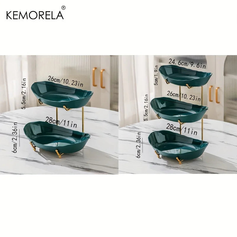 2/3 Layer Creative Kitchen Fruit Bowl Multi-Layer Plastic Bowl With Metal Bracket Dish Snack Candy Cake Stand Table Plates