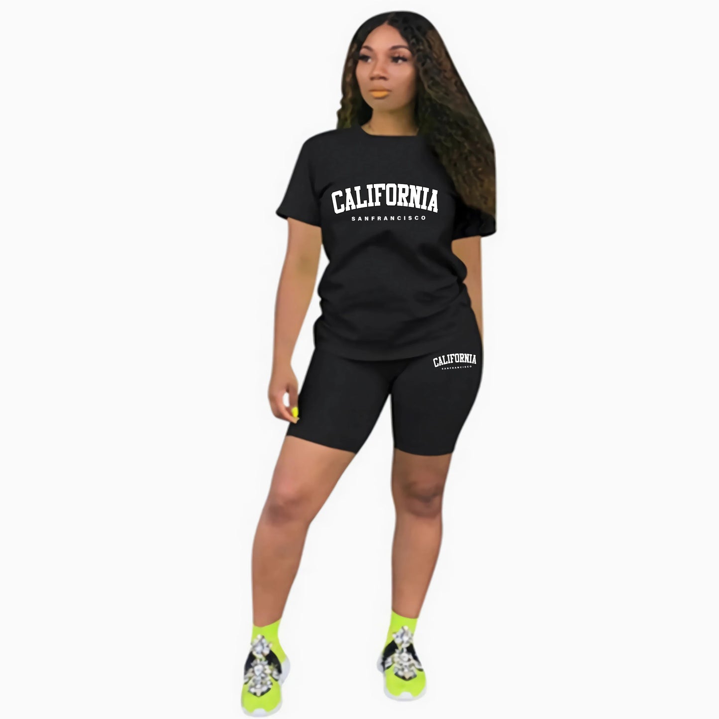 Womens Summer Tracksuit Print T-Shirt+Shorts 2 Piece Sets Fashion  Sportswear Clothing Luxury Casual Jogging Short Sleeve Suit