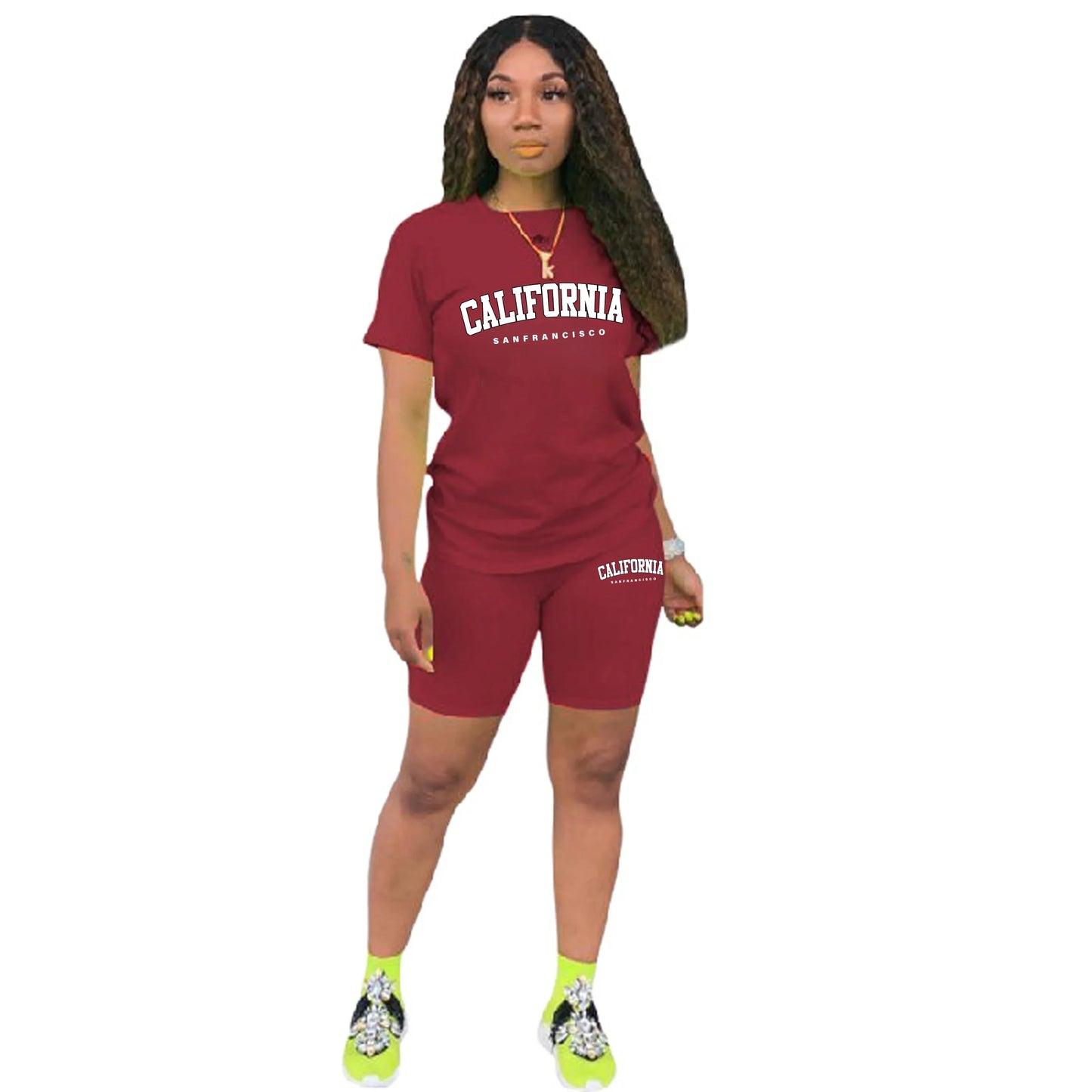 Womens Summer Tracksuit Print T-Shirt+Shorts 2 Piece Sets Fashion  Sportswear Clothing Luxury Casual Jogging Short Sleeve Suit