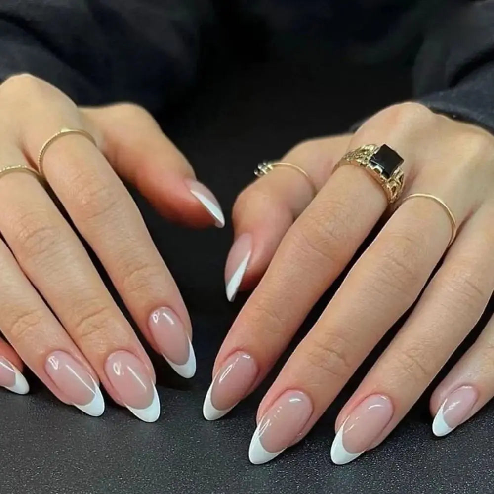 24pcs/Box Fresh Floral Almond False Nails Press On Nails Detachable Fake Nail Tip Purple with Design Manicure Patches