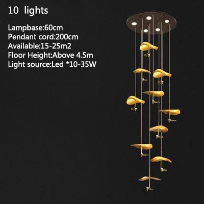 Loft Nordic LED lotus Ceiling chandelier for living room kitchen copper Hanging pendant light fixture lamp Bedroom nursery home