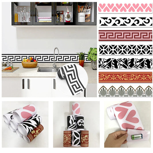 10X240cm Long Strip Wall Stickers Floor Kitchen Bathroom Living Room Skirting Line Wall Decor Waterproof Peel & Stick Wallpaper