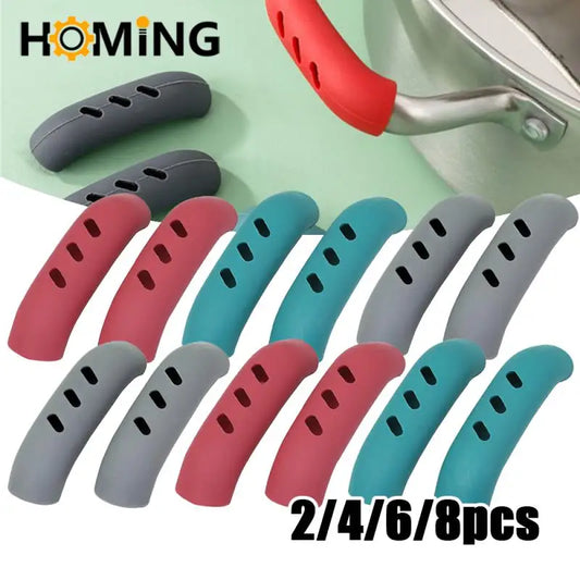 8/4/2pcs Silicone Pan Handle Cover Heat insulation Non-slip Assist handle Holder Hot pot anti-scalding handle pad Kitchen Gadget