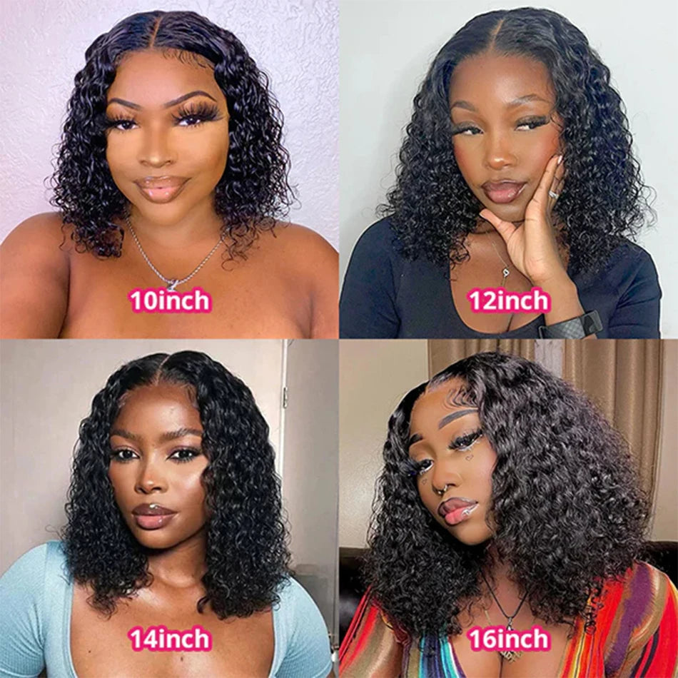Deep Wave Short Bob 13x4 Lace Front Human Hair Wig 13x6 Curly HD Transparent Lace Frontal Closure Wig Brazilian Hair For Women
