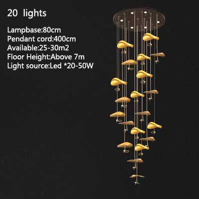 Loft Nordic LED lotus Ceiling chandelier for living room kitchen copper Hanging pendant light fixture lamp Bedroom nursery home