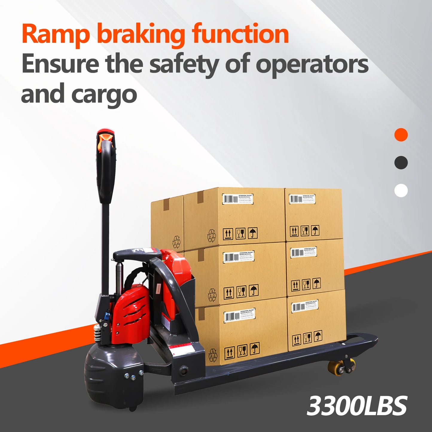 JIALIFT 3300LBS Fully Electric Pallet Jack Truck 24V Lithium Battery 45" x 27" Fork Size for Indoor Storage Handling Red SL15L3