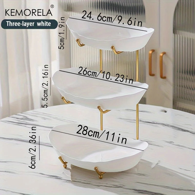 2/3 Layer Creative Kitchen Fruit Bowl Multi-Layer Plastic Bowl With Metal Bracket Dish Snack Candy Cake Stand Table Plates