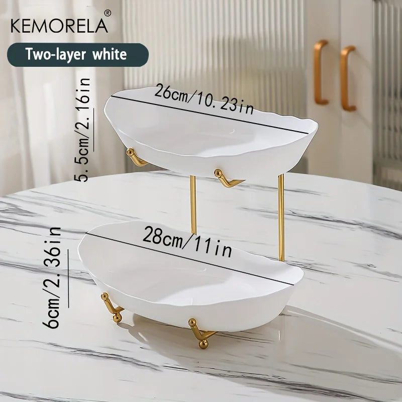 2/3 Layer Creative Kitchen Fruit Bowl Multi-Layer Plastic Bowl With Metal Bracket Dish Snack Candy Cake Stand Table Plates