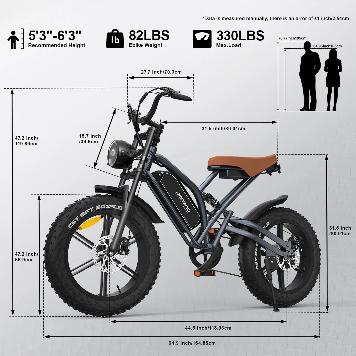 jansno x50 Adult Electric Bike 750W Motor EBicycle 48V 14AH 20 Inch Tire E-Bike Electric Mountain Bike Off-Road Motorcycle